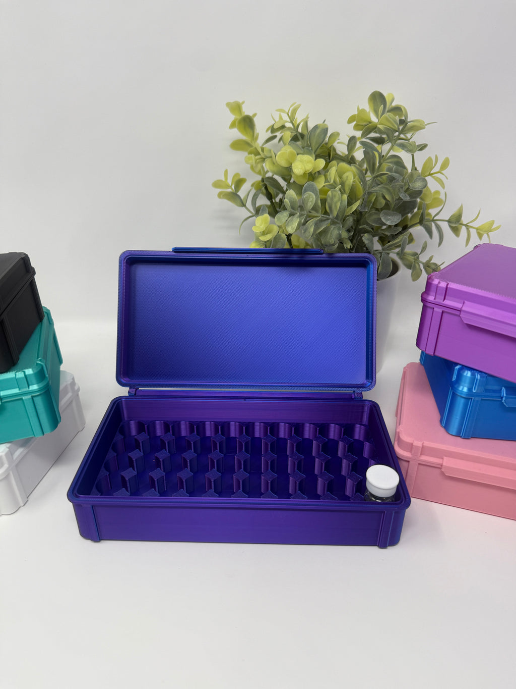 VialLock 50-Vial 3mL Essential Case | 5x10 Grid | Peptide GLP-1 Insulin TRT Vial Organizer | 3D Printed