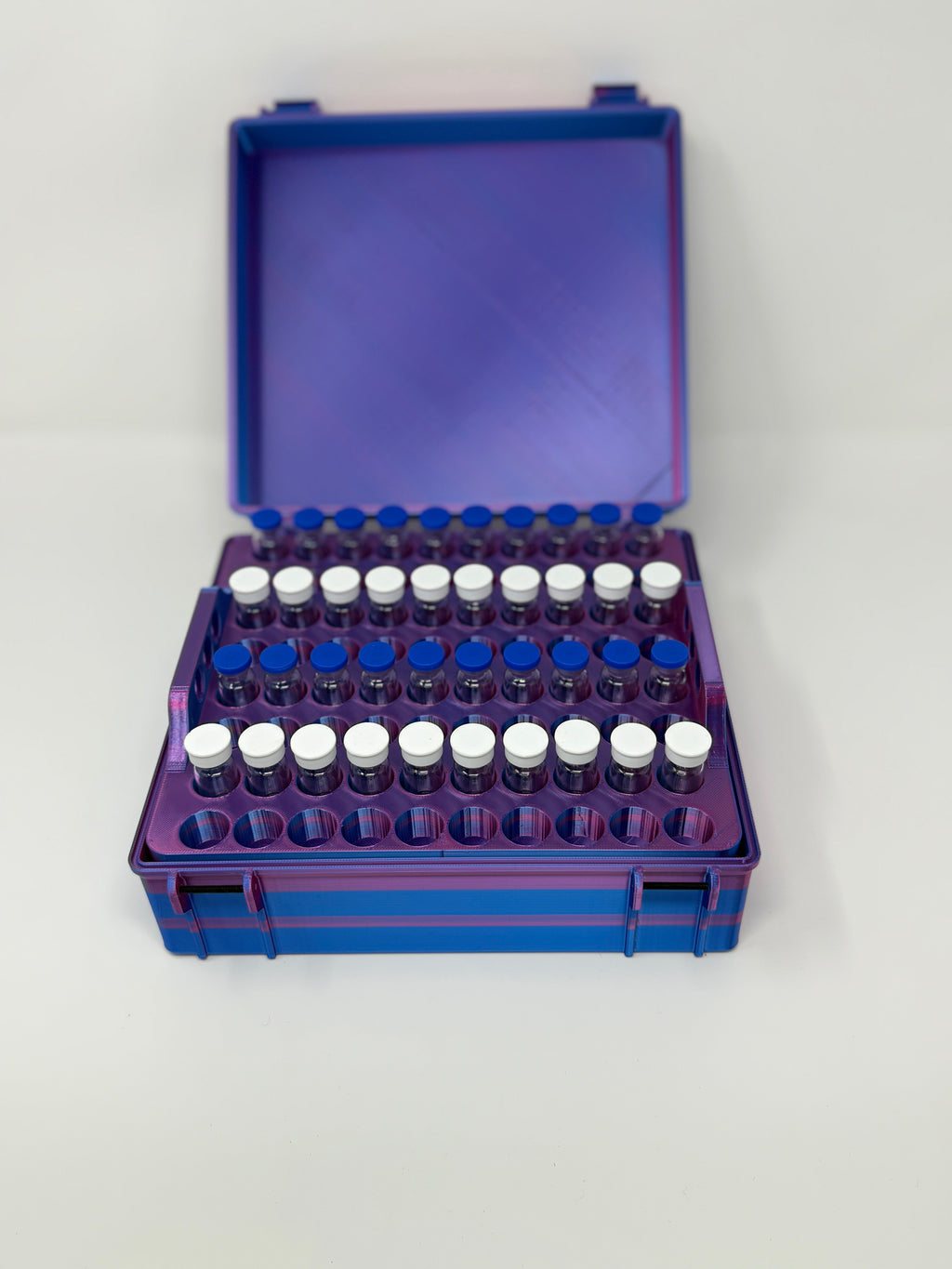 160-Vial 3mL Vial Vault Case | GLP-1 Peptide TRT Storage | 8x20 Grid