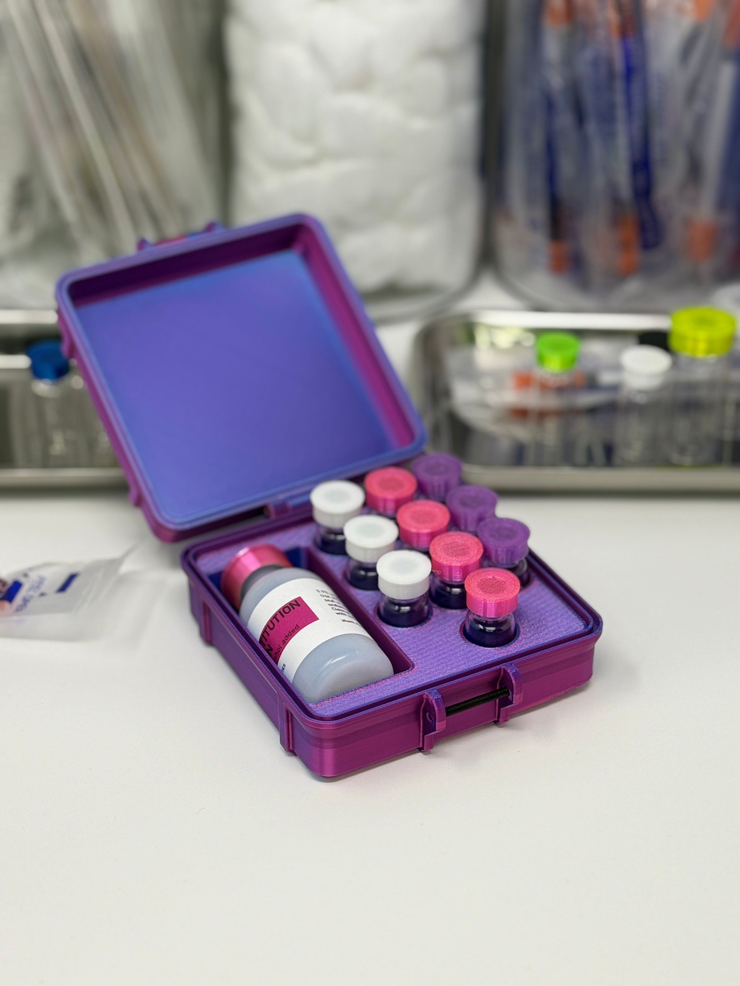 10-Vial Mixed Vial Vault Case | 3 mL Vial Case & 1 BAC Slot | Organizer for GLP-1, Peptides & Research