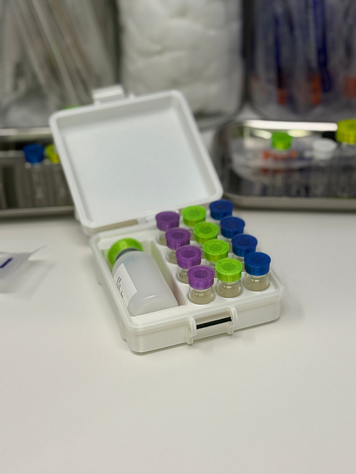 12-Vial Mixed Vial Vault Case | 3 mL Vial Case & 1 BAC Slot | Organizer for GLP-1, Peptides & Research