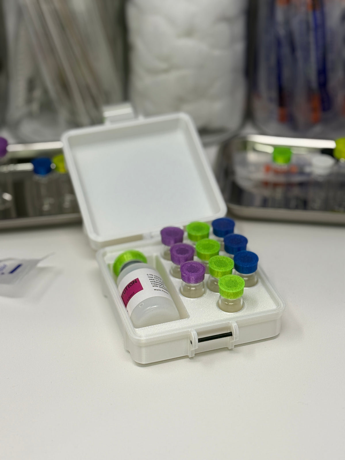 10-Vial Mixed Vial Vault Case | 3 mL Vial Case & 1 BAC Slot | Organizer for GLP-1, Peptides & Research