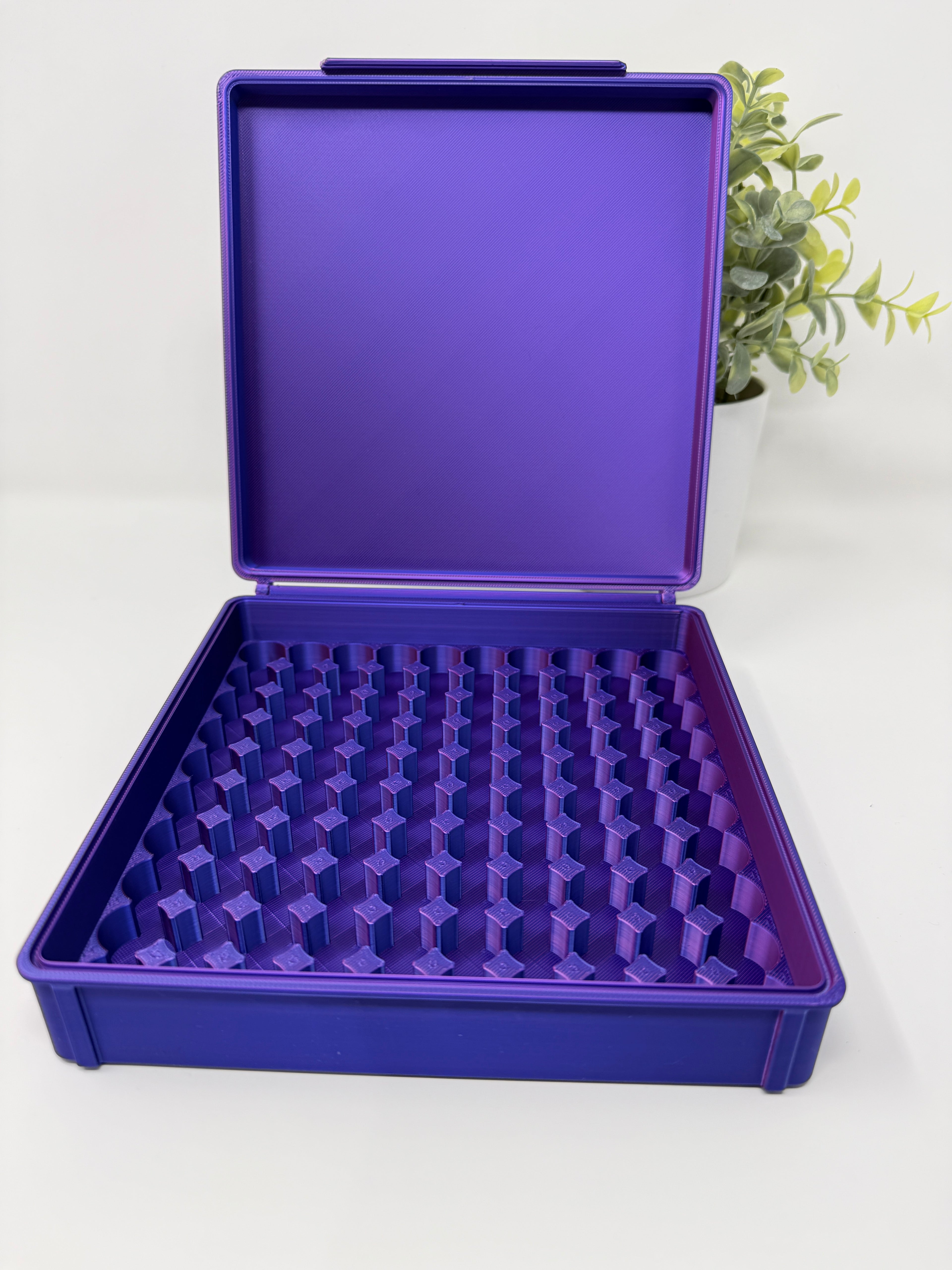 VialLock 100-Vial 3mL Essential Case | 10x10 Grid | Peptide GLP-1 Insulin TRT Vial Organizer | 3D Printed